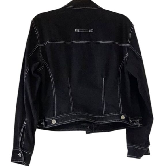 Emanuel Ungaro Classic Black Denim Jacket with White Stitching Size L - Picture 6 of 10